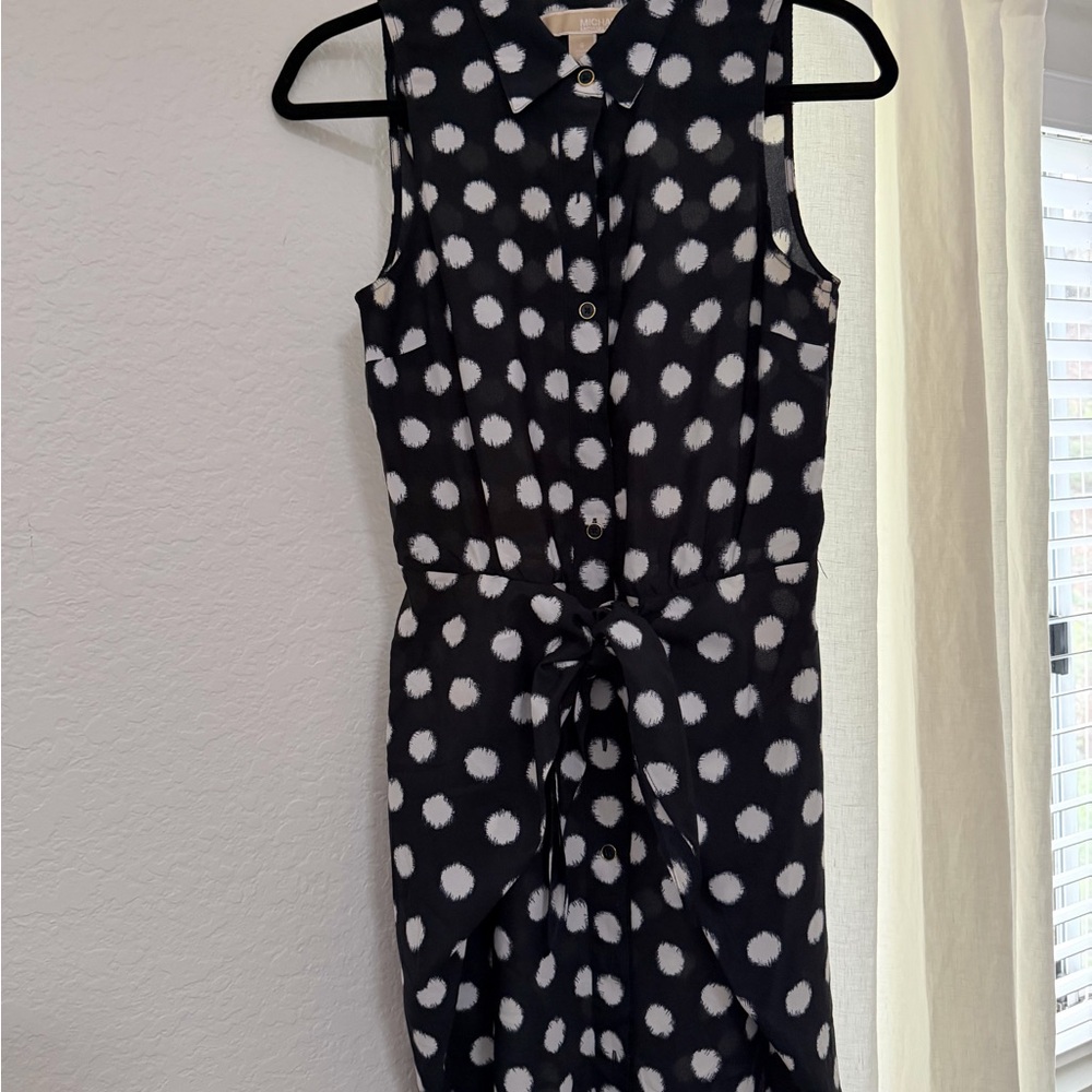 MICHAEL Michael Kors Black and White Polka Dot Midi Dress